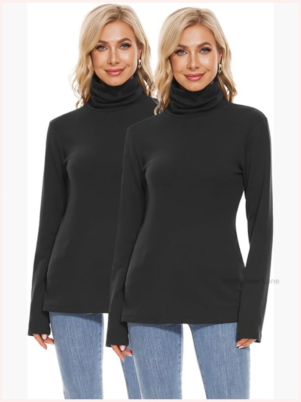 Turtleneck Long Sleeve Top Fleece Lined Lightweight Base Layer Sweatshirt